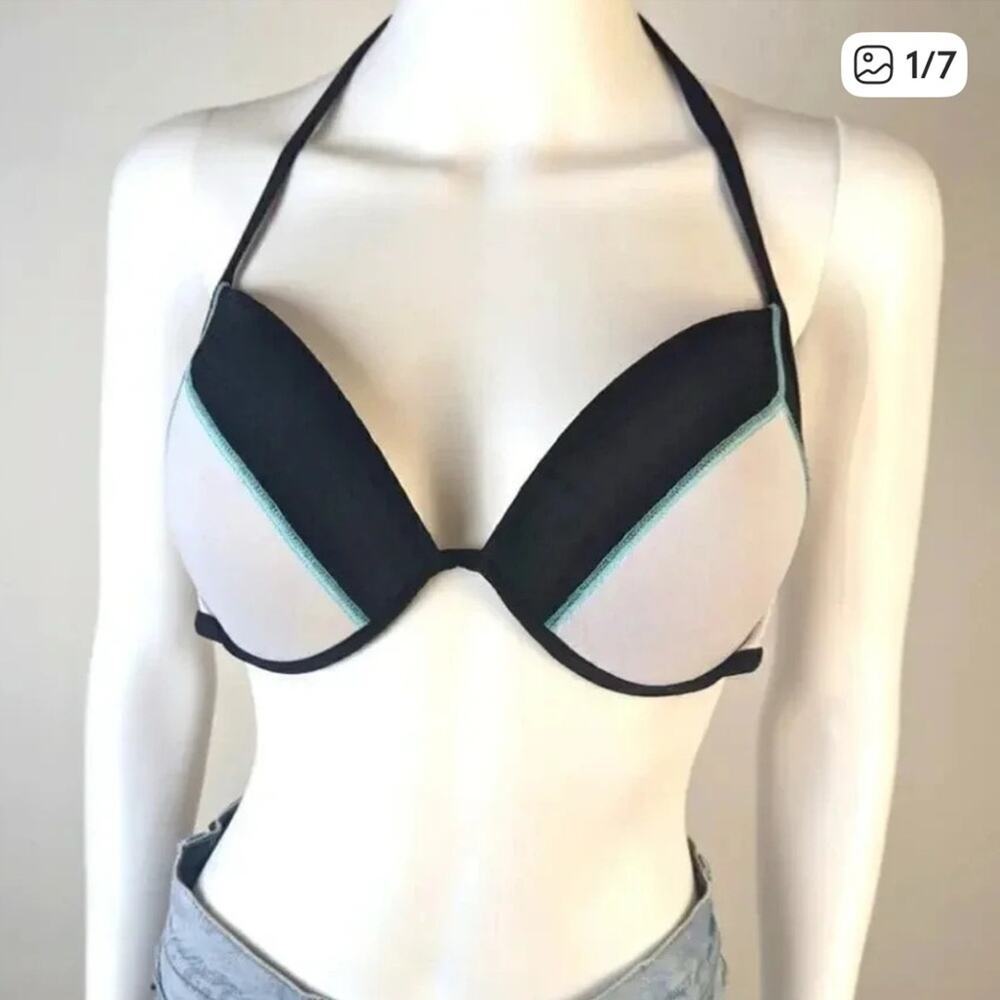 Victoria’s Secret Black and White Halter Bikini Top
